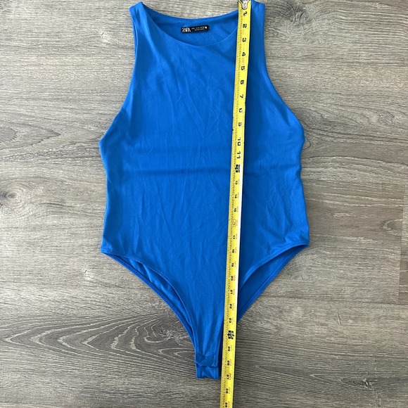Zara High Neck Blue Bodysuit Size L - Picture 3 of 6
